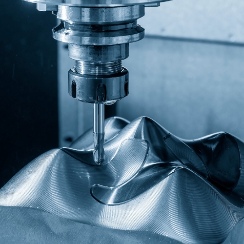 CNC milling machine cutting injection mold part